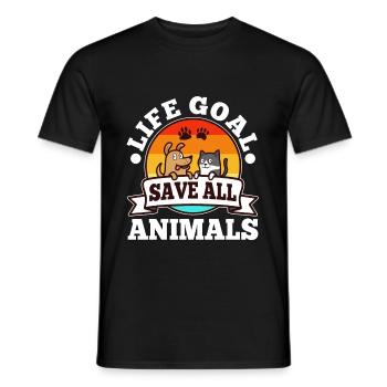 Objectif de vie sauver tous les animaux - T-shirt homme - noir - Devant - AI Model Male 178 light (178cm)