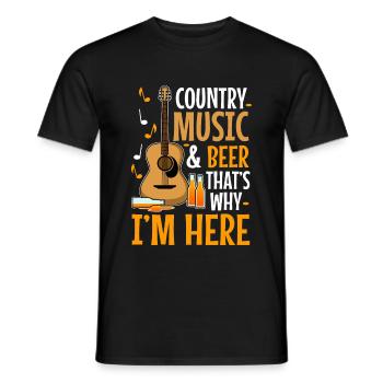 Country music and beer thats why im here - Männer T-Shirt - Schwarz - Vorne - AI Model Male 178 light (178cm)