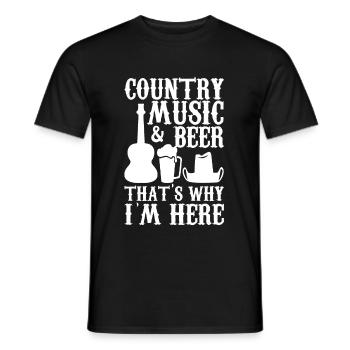 Country music and beer thats why im here - Männer T-Shirt - Schwarz - Vorne - AI Model Male 178 light (178cm)