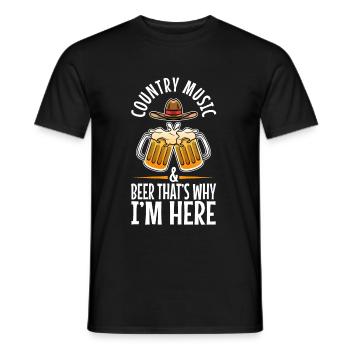 Country music and beer thats why im here - Männer T-Shirt - Schwarz - Vorne - AI Model Male 178 light (178cm)
