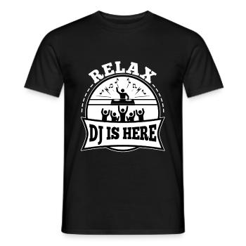 Relax the DJ is here - Men's T-Shirt - black - Front - AI Model Male 178 light (178cm)