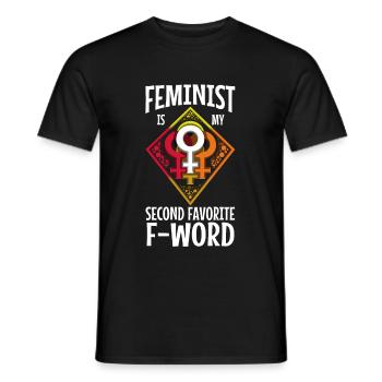 Feminist is my second favorite f word - Men's T-Shirt - black - Front - AI Model Male 178 light (178cm)