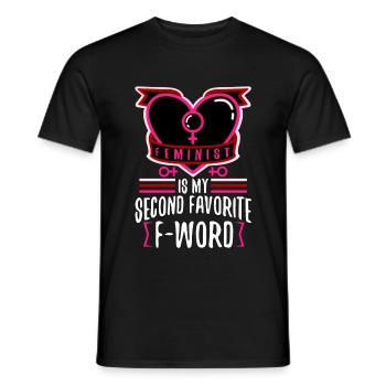 Féministe est mon deuxième mot préféré - T-shirt homme - noir - Devant - AI Model Male 178 light (178cm)