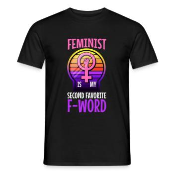 Feminist is my second favorite f word - Men's T-Shirt - black - Front - AI Model Male 178 light (178cm)