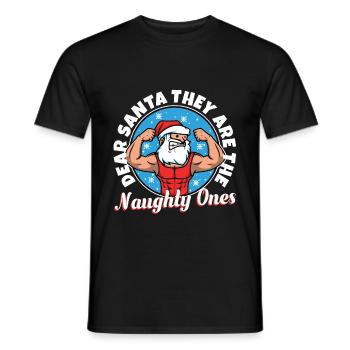 Dear santa they are the naughty ones - Men's T-Shirt - black - Front - AI Model Male 178 light (178cm)