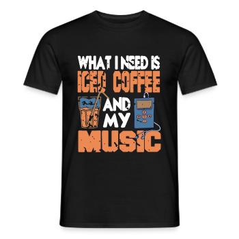 Ce dont j’ai besoin, c’est de café glacé et de musique - T-shirt homme - noir - Devant - AI Model Male 178 light (178cm)