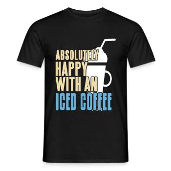 Absolutely happy with an iced coffee - Männer T-Shirt - Schwarz - Vorne - AI Model Male 178 light (178cm)