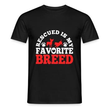 Rescued is my favorite breed cropped - Männer T-Shirt - Schwarz - Vorne - AI Model Male 178 light (178cm)