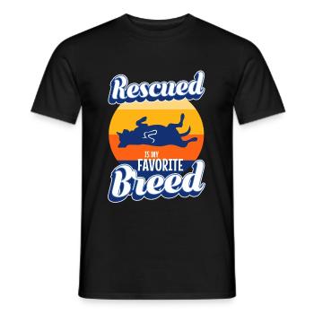 Rescued is my favorite breed cropped - Männer T-Shirt - Schwarz - Vorne - AI Model Male 178 light (178cm)