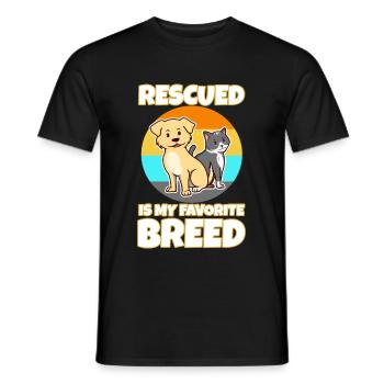 Rescued is my favorite breed cropped - Männer T-Shirt - Schwarz - Vorne - AI Model Male 178 light (178cm)