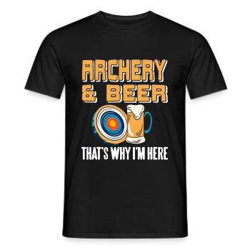 Archery & beer thats why im here - Männer T-Shirt - Schwarz - Vorne - AI Model Male 178 light (178cm)