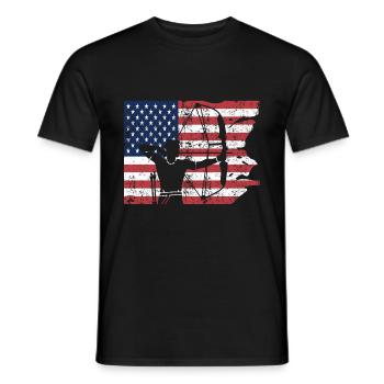 USA Archery Sports - Men's T-Shirt - black - Front - AI Model Male 178 light (178cm)