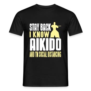 Restez en arrière je connais l’aïkido et im distanciation sociale - T-shirt homme - noir - Devant - AI Model Male 178 light (178cm)