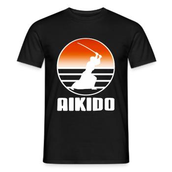 Aikido Kämpfer mit schwert - Männer T-Shirt - Schwarz - Vorne - AI Model Male 178 light (178cm)