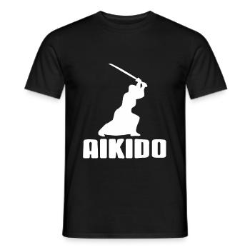 Aikido Kämpfer mit schwert - Männer T-Shirt - Schwarz - Vorne - AI Model Male 178 light (178cm)
