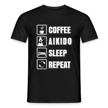 Café Aïkido Sommeil répéter - T-shirt homme - noir - Devant - AI Model Male 178 light (178cm)