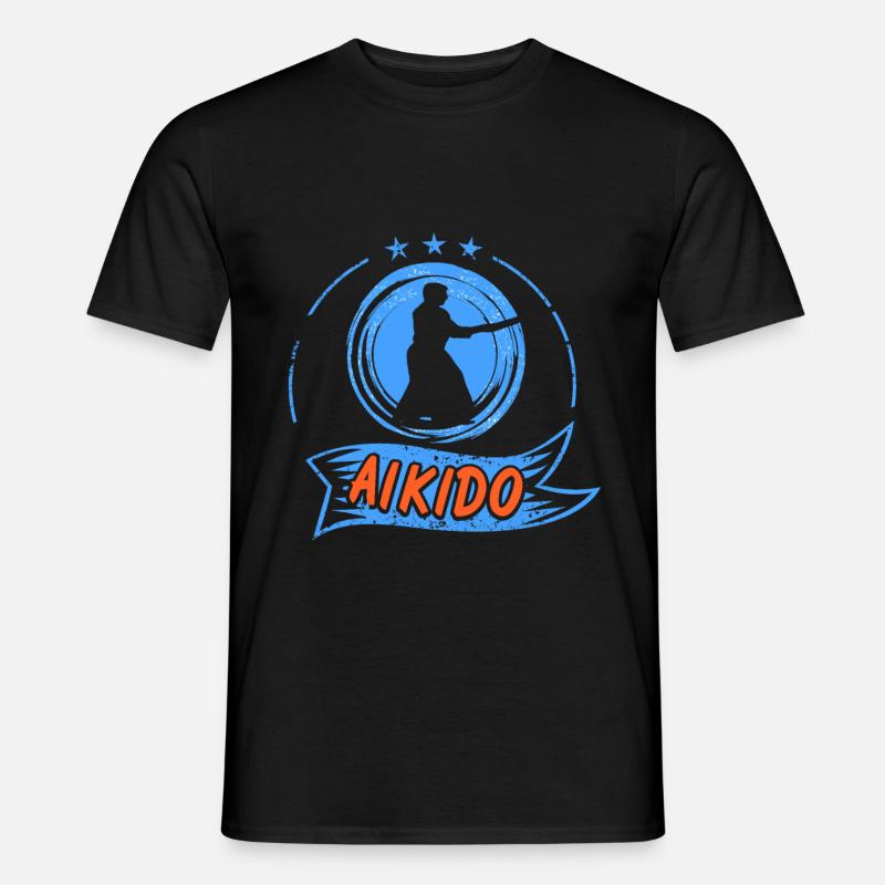 Aikido fighter with sword - Men's T-Shirt - black