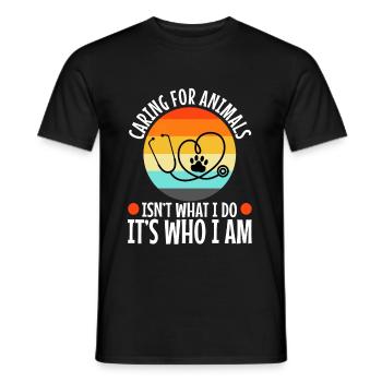 Caring for animals isn't what i do it's who i am - Men's T-Shirt - black - Front - AI Model Male 178 light (178cm)