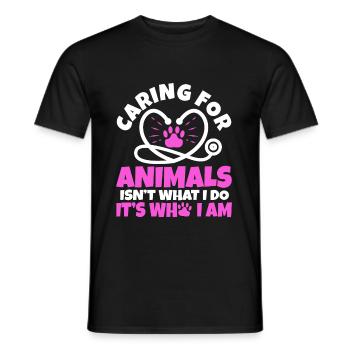 Caring for animals isn't what i do it's who i am - Men's T-Shirt - black - Front - AI Model Male 178 light (178cm)