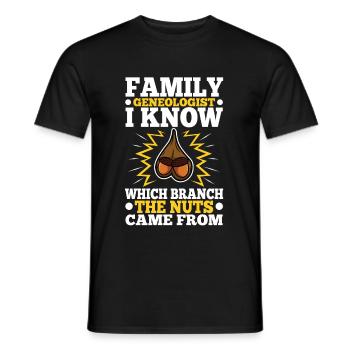 Family genealogist i know which branch the nuts - Men's T-Shirt - black - Front - AI Model Male 178 light (178cm)
