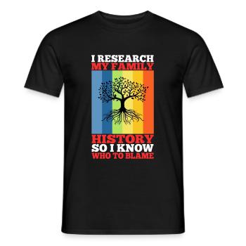 I research my family history - Männer T-Shirt - Schwarz - Vorne - AI Model Male 178 light (178cm)