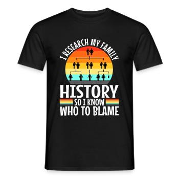 Je fais des recherches sur l’histoire de ma famille - T-shirt homme - noir - Devant - AI Model Male 178 light (178cm)