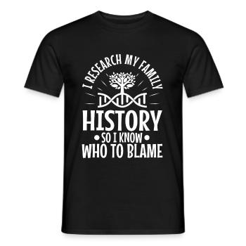 I research my family history - Männer T-Shirt - Schwarz - Vorne - AI Model Male 178 light (178cm)