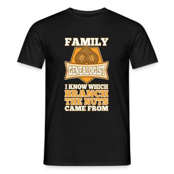 Family genealogist i know which branch the nuts - Männer T-Shirt - Schwarz - Vorne - AI Model Male 178 light (178cm)