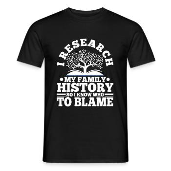 I research my family history - Männer T-Shirt - Schwarz - Vorne - AI Model Male 178 light (178cm)