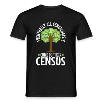 Eventually all genealogists come to their census - Männer T-Shirt - Schwarz - Vorne - AI Model Male 178 light (178cm)