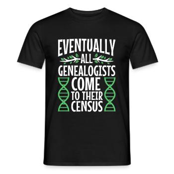 Eventually all genealogists come to their census - Männer T-Shirt - Schwarz - Vorne - AI Model Male 178 light (178cm)