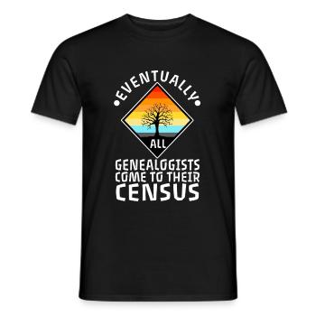 Eventually all genealogists come to their census - Männer T-Shirt - Schwarz - Vorne - AI Model Male 178 light (178cm)