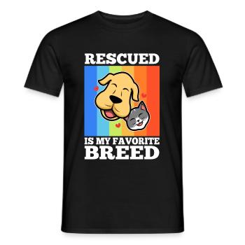 Rescued is my favorite breed cropped - Männer T-Shirt - Schwarz - Vorne - AI Model Male 178 light (178cm)