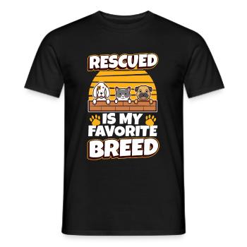 Rescued is my favorite breed cropped - Männer T-Shirt - Schwarz - Vorne - AI Model Male 178 light (178cm)