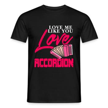 Aime-moi comme tu aimes l’accordéon - T-shirt homme - noir - Devant - AI Model Male 178 light (178cm)