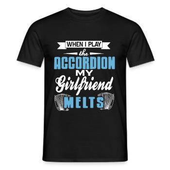 Quand je joue de l’accordéon, ma copine fond - T-shirt homme - noir - Devant - AI Model Male 178 light (178cm)
