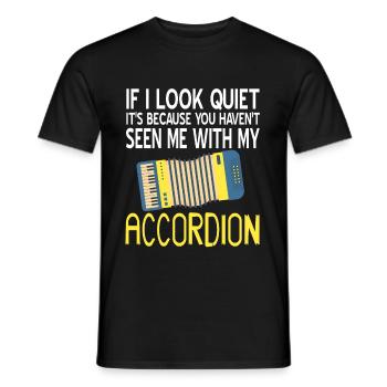If i look quiet its seen me with my Accordion - Men's T-Shirt - black - Front - AI Model Male 178 light (178cm)