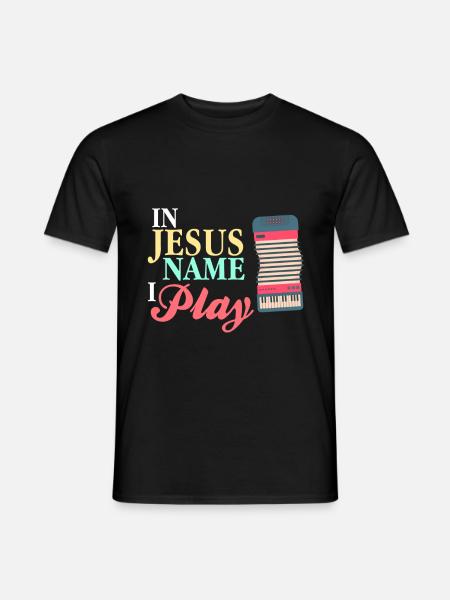 Accordéon - Au nom de jésus je joue - T-shirt homme - noir