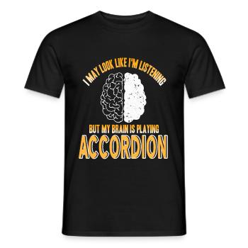 Je peux écouter le cerveau joue de l’accordéon - T-shirt homme - noir - Devant - AI Model Male 178 light (178cm)