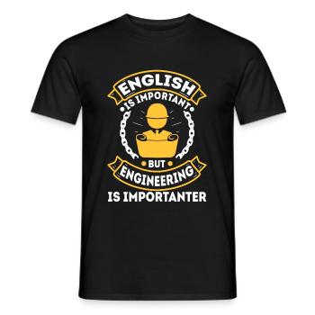 English is important but engineering is - Men's T-Shirt - black - Front - AI Model Male 178 light (178cm)