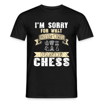 Je suis désolé pour l’attente j’ai dit en jouant aux échecs - T-shirt homme - noir - Devant - AI Model Male 178 light (178cm)