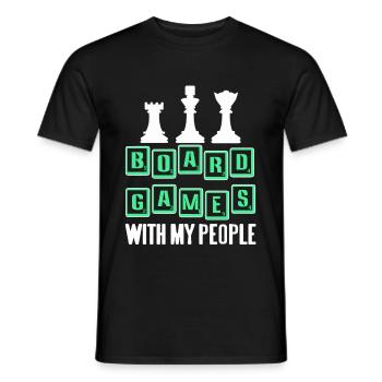 Board Games with my people - Men's T-Shirt - black - Front - AI Model Male 178 light (178cm)