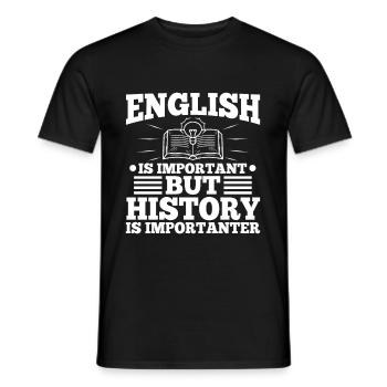 L’anglais est important, mais l’histoire est plus importante - T-shirt homme - noir - Devant - AI Model Male 178 light (178cm)