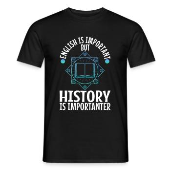 L’anglais est important, mais l’histoire est plus importante - T-shirt homme - noir - Devant - AI Model Male 178 light (178cm)