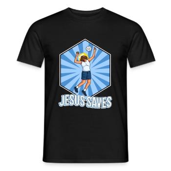 Jesus and Volleyball - Men's T-Shirt - black - Front - AI Model Male 178 light (178cm)