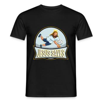 Jesus and Volleyball - Men's T-Shirt - black - Front - AI Model Male 178 light (178cm)