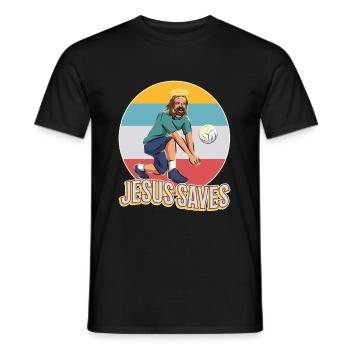 Jesus and Volleyball - Men's T-Shirt - black - Front - AI Model Male 178 light (178cm)