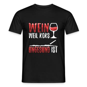Wein weil koks ungesund ist - Männer T-Shirt - Schwarz - Vorne - AI Model Male 178 light (178cm)