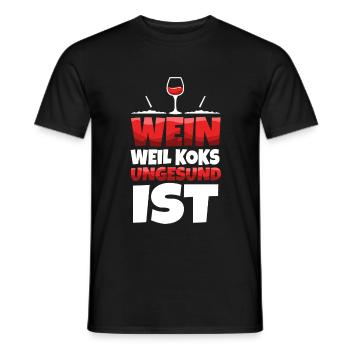 Wein weil koks ungesund ist - Männer T-Shirt - Schwarz - Vorne - AI Model Male 178 light (178cm)