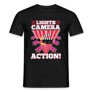 Lights camera action - Männer T-Shirt - Schwarz - Vorne - AI Model Male 178 light (178cm)